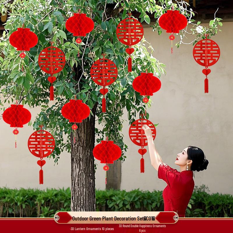 Подвесные фонари в деревенском стиле для украшения дерева - Свадебные и новогодние уличные украшения