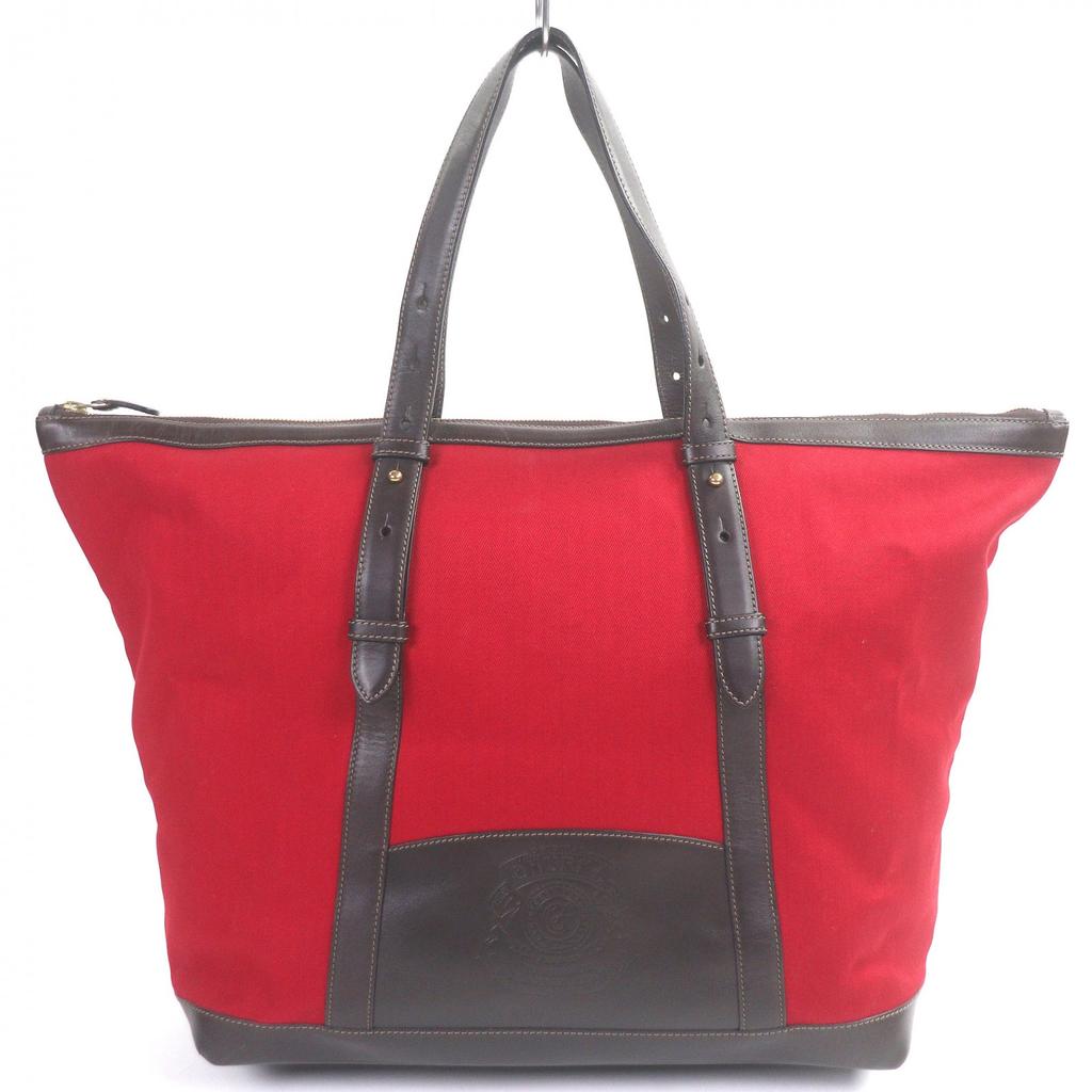 Very Good GHURKA Tote Bag Logo embossed large size Red canvas mens Used