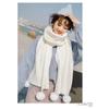 Scarf Winter New Korean Version Baiqiu Winter Solid Color Student White Hanging Ball Knitted Wool Winter Girl Scarf