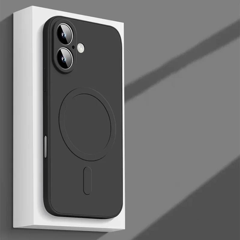 Для iPhone 17 Pro Max 17 Air 17Pro Чехол Магнитная Крышка для Mag-safe Жидкий Силикон Бархатная Подкладка Защитный Чехол для Камеры со Всех Сторон