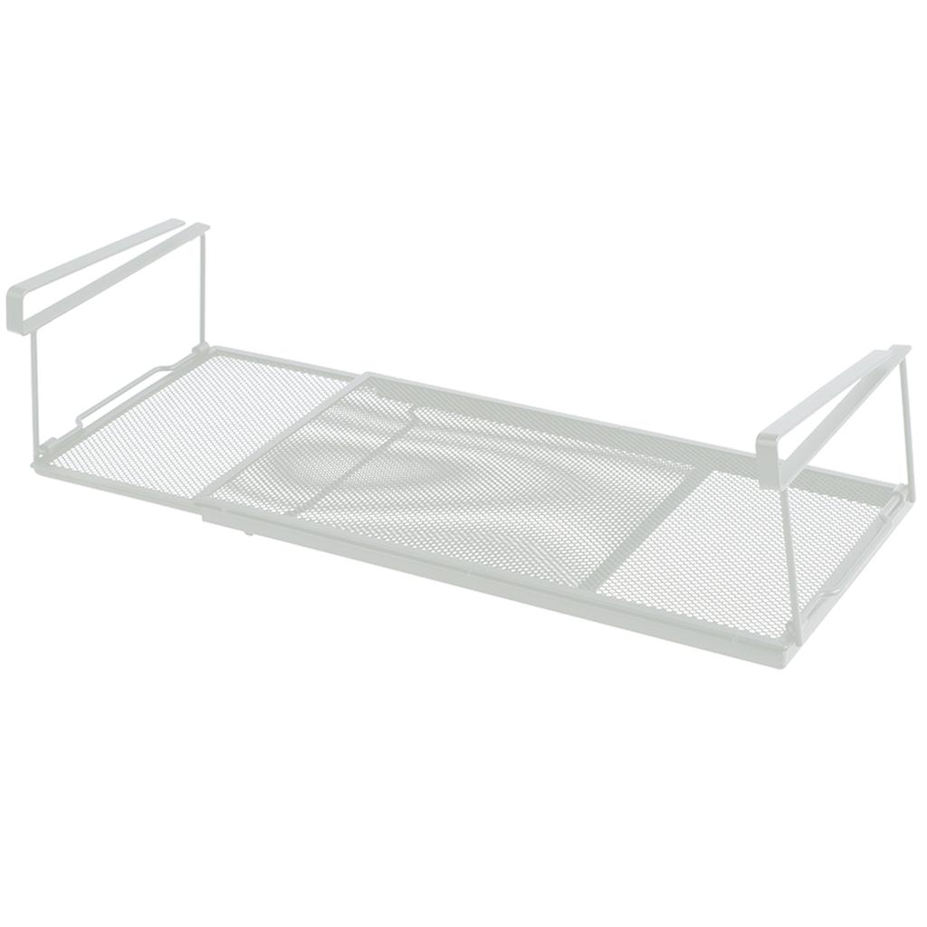 Extendable Under Cabinet Organizer Shelf Steel Under Desk Storage Rack Multipurpose Kitchen Household Hanging Storage Basket