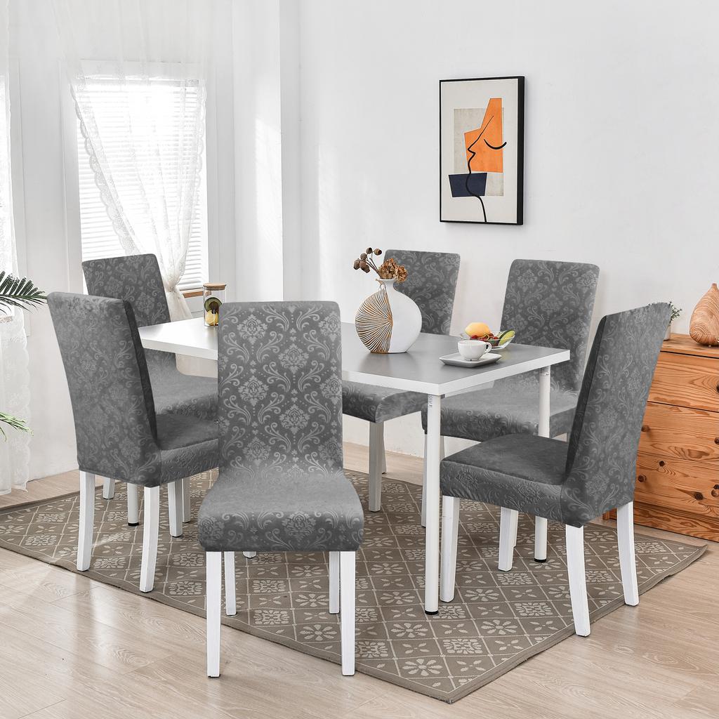 Chair Cover, Thick Embossed Velvet, Dark Gray