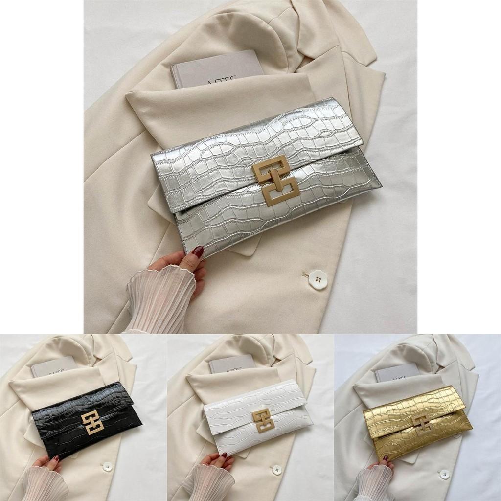 Стильный клатч-конверт из искусственной кожи для женщин в черном, белом, золотом и серебристом цветах. Идеально подходит для повседневных летних прогулок.