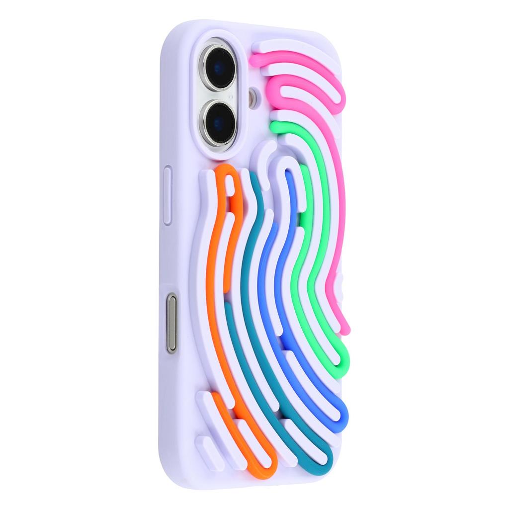 For iPhone 16 Case 3D Stress Relief DIY Colorful Bar Silicone PC Phone Cover Arc Stripe