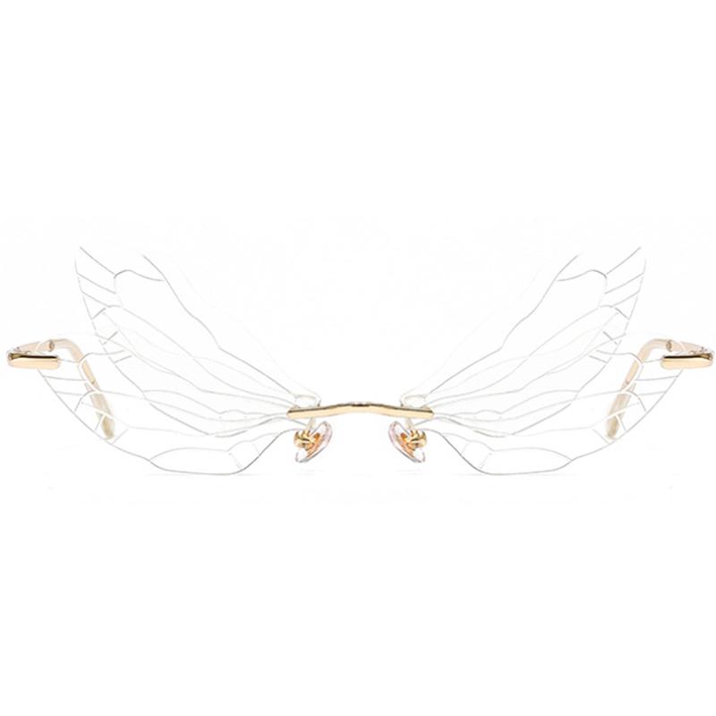 Солнцезащитные очки-бабочки без оправы, солнцезащитные очки с крыльями стрекозы, женские винтажные прозрачные очки с океаническими линзами, мужские розовые солнцезащитные очки, оттенки