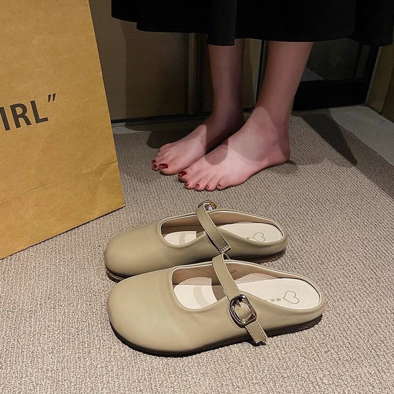 Французская сумка голова полутапочки женская верхняя одежда 2025 лето новый универсальный модный мягкая подошва беременные женщины нескользящие сандалии на плоской подошве