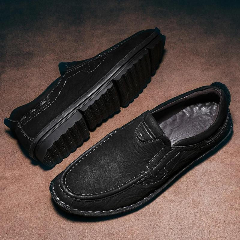 Кожаная мужская повседневная обувь, ручной работы, из коровьей кожи, накладки для повседневной обуви для улицы, мужская обувь для ходьбы и вождения 38-44