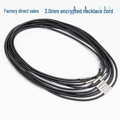 3.0 Зашифрованный шнур для ожерелья с застежкой-кнопкой - Корейский воск, Черная кожа, Унисекс шнур для подвески для DIY ювелирных изделий.