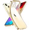 Protective Case for iPhone 15 - E.F.CONNECTION - Transparent Silicone - Shockproof Gold Outline - Flexible