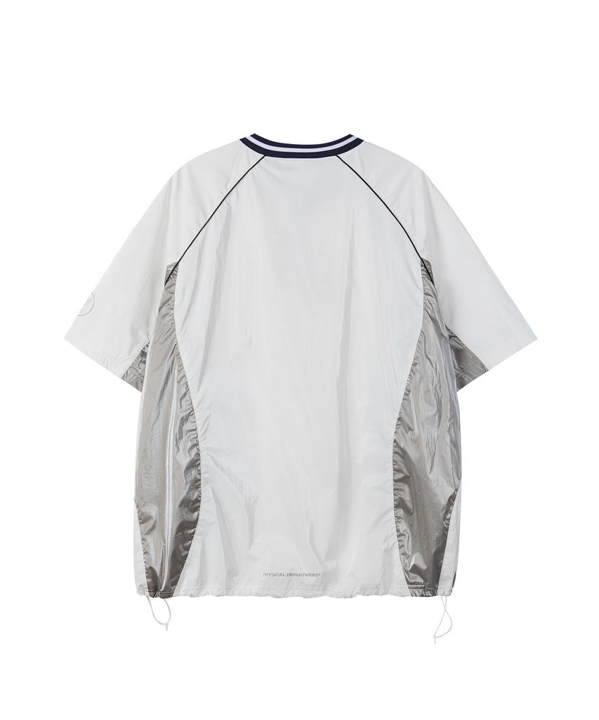PHYPS MOTORCYCLE Glosy Nylon V Neck Short Sleeve White