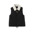 Autumn and winter cotton vest women's short fashion lamb down splicing lapel loose warm cotton jacket women's down cotton