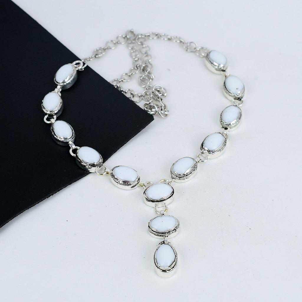 Красивое ожерелье из белого коралла с драгоценными камнями ручной работы из стерлингового серебра 925 пробы, ожерелье из белого коралла для жены, ожерелье унисекс, подарок жене