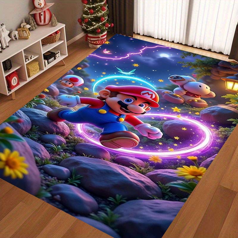 Новый 2026 Super Mario Bros. Ковер подходит для домашнего декора в игровых комнатах, спальнях, гостиных, зонах у дивана и других помещениях.
