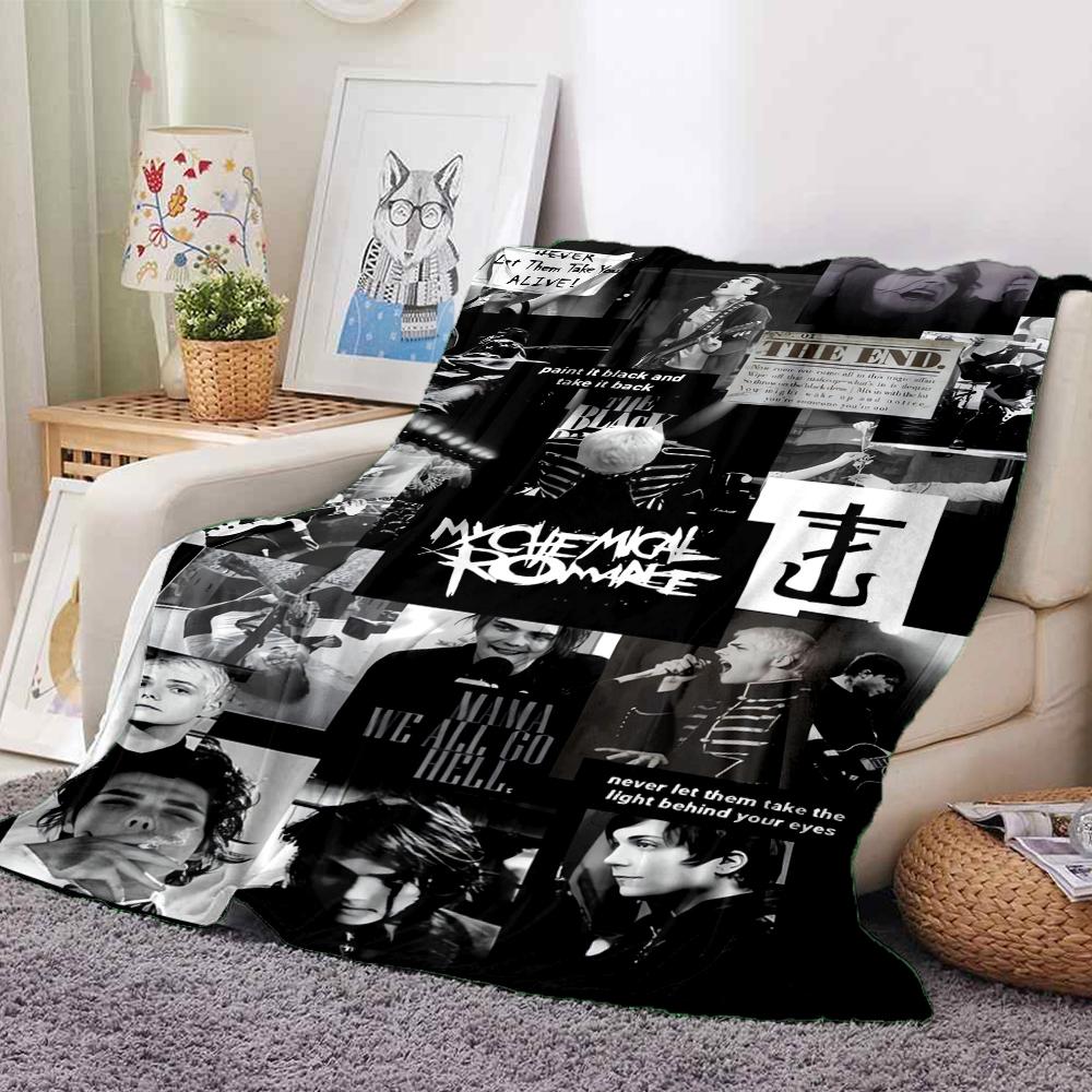 1Pc Chemical Romance Collage Blanket Soft And Comfortable Casual Warm Camping Travel Christmas Halloween Xmas Gift M924379
