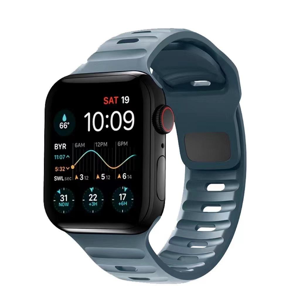Спортивный ремешок для Apple Watch Ultra 9 8 7 6 SE 5, мягкий силиконовый легкий браслет-ремешок для iWatch 38 мм, 40 мм, 42 мм, 44 мм, 45 мм, 49 мм