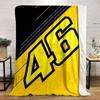 Large yellow number "46" outlined in blue on a yellow-black striped background. for all seasons blanket lunch break throw gift