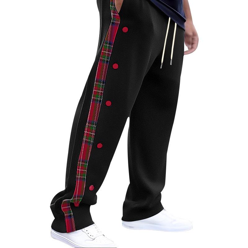 Повседневные спортивные штаны средней талии с карманами для мужчин, длинные брюки для отдыха с винтажным клетчатым принтом, мужские свободные брюки на шнурке, уличная одежда