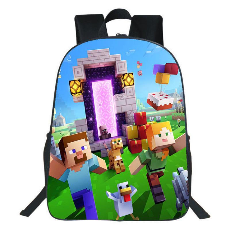 Рюкзак Minecraft для детей с принтом, нейлоновый школьный рюкзак с мягкими лямками для учеников начальной школы