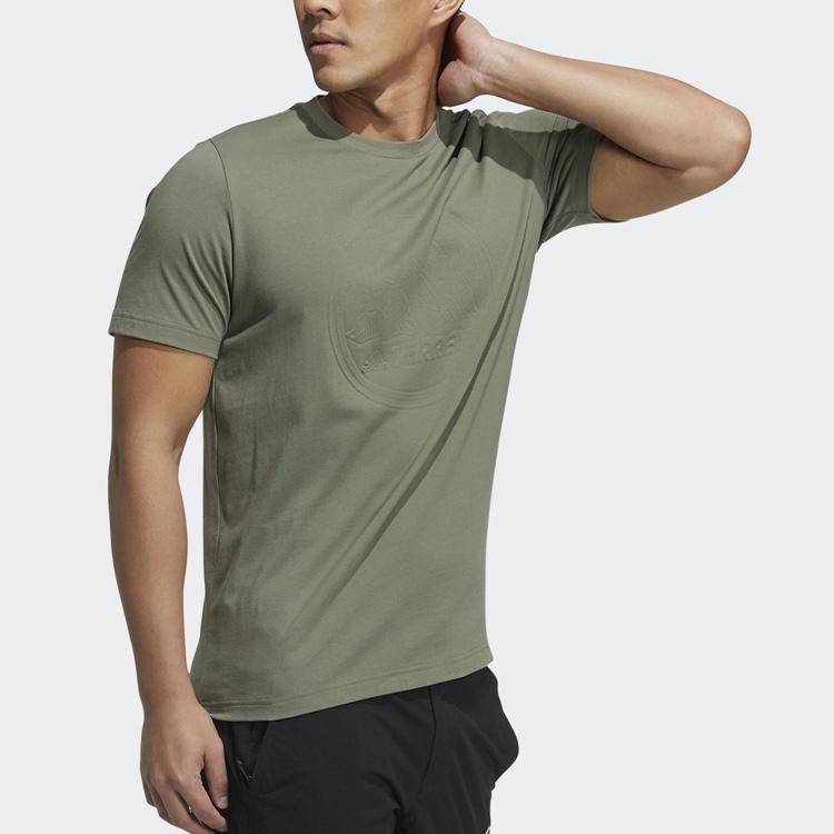 adidas Футболка Terrex Solid Color Outdoor Sports с круглым вырезом и коротким рукавом, унисекс, цвет зеленый GN9458