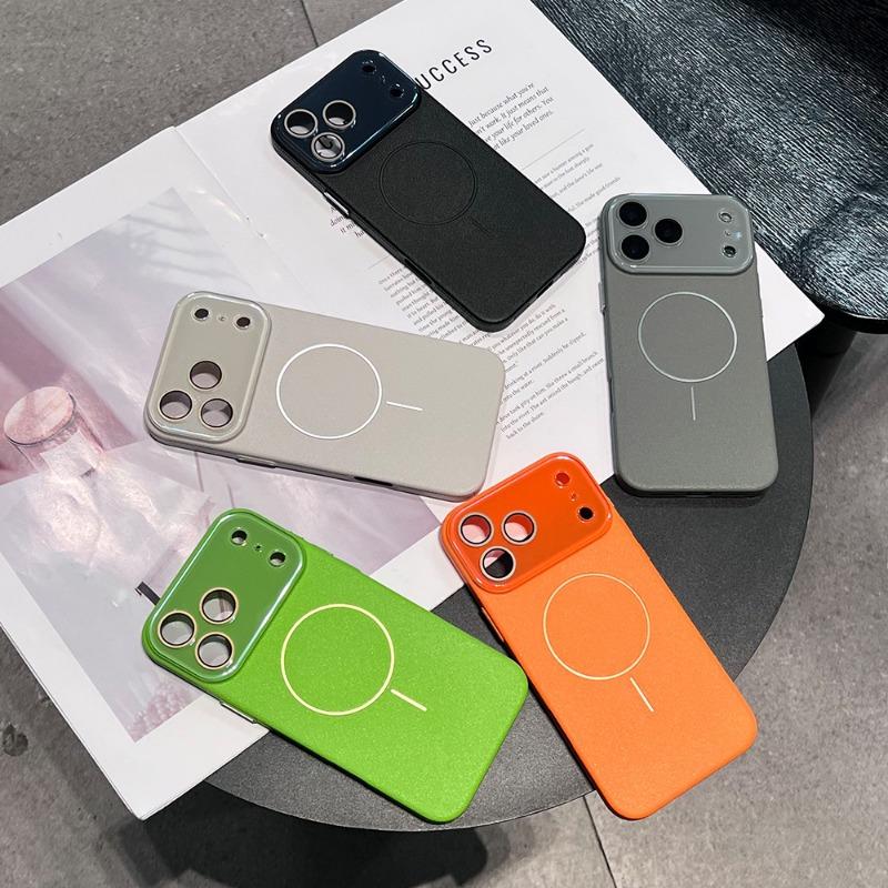 Магнитный Чехол для Телефона с Текстурой Кожи, Совместимый с iPhone, Поддержка Беспроводной Зарядки, Ударопрочный Защитный Чехол