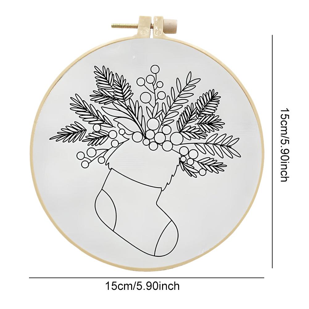 Рождественский набор для практики вышивки стежками с пяльцами для вышивания, цветными нитками и иглами для начинающих, набор для вышивания крестиком своими руками