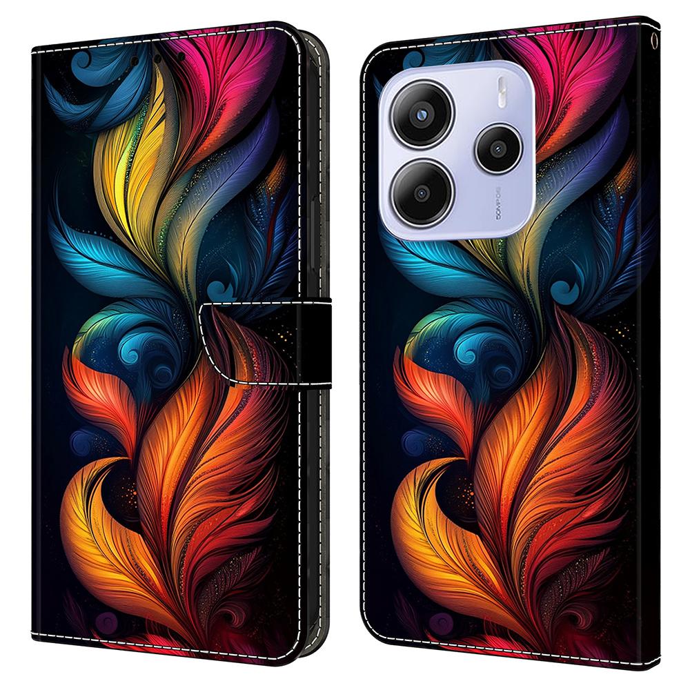 Для Xiaomi Redmi Note 14 5G Кожаный чехол С печатью рисунка Кошелек Подставка Флип-чехол для телефона