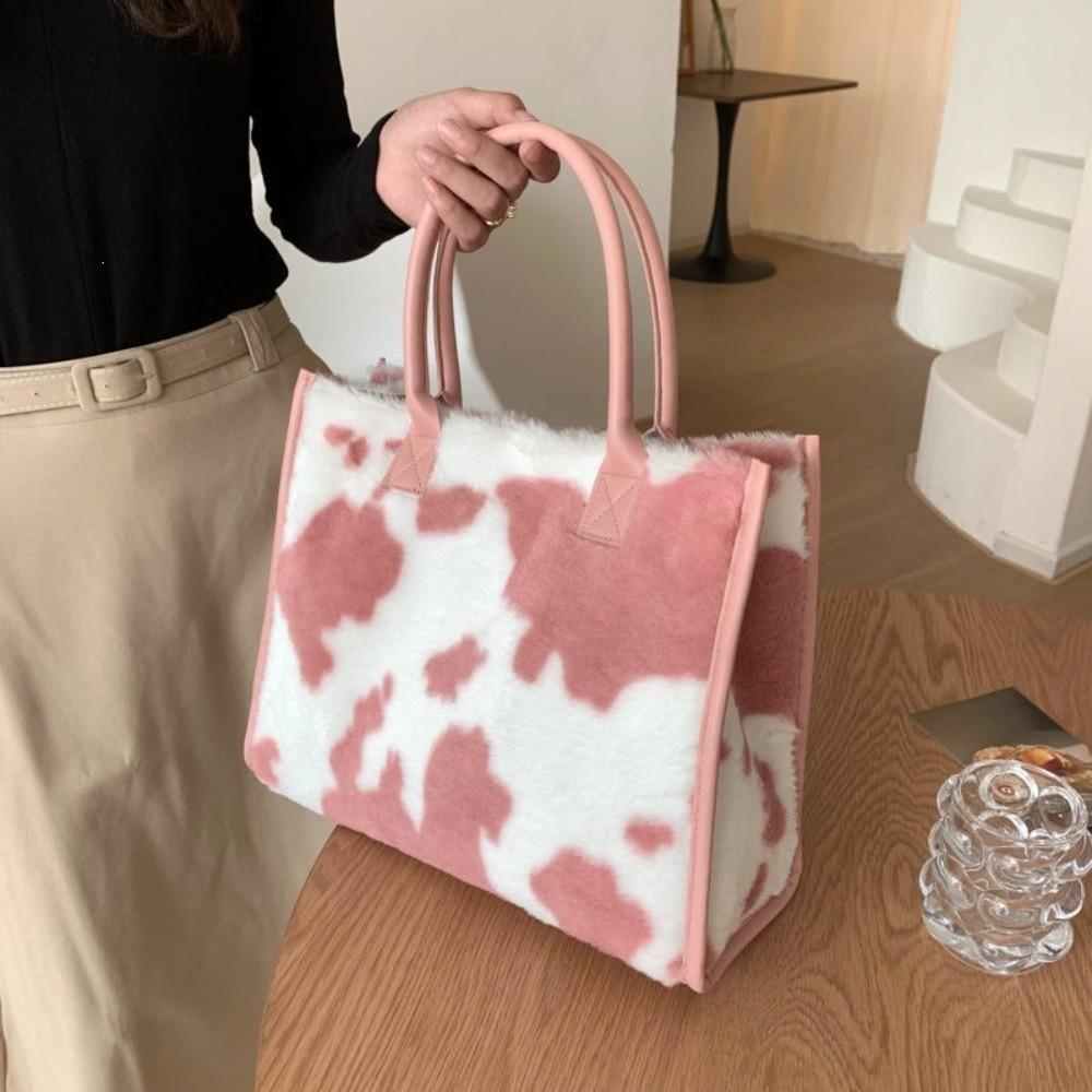 Durable Soft Shopper Tote Versatile Large Capacity Handbag Fashion Plush Tote Bag Women