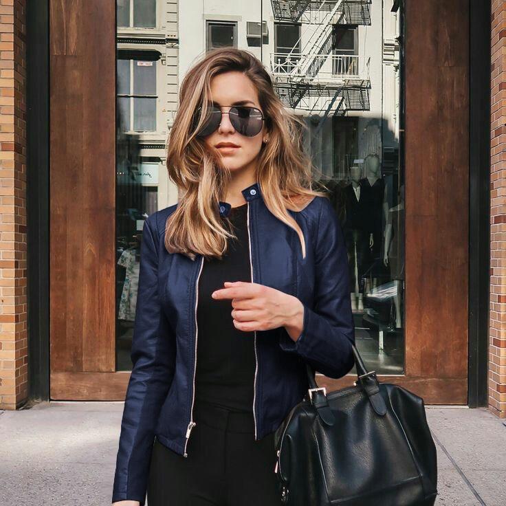 Women Bike Coat PU Leather Outwear Zipper Outfit Autumn Winter Wome Fashion Short Thin Female Jacket