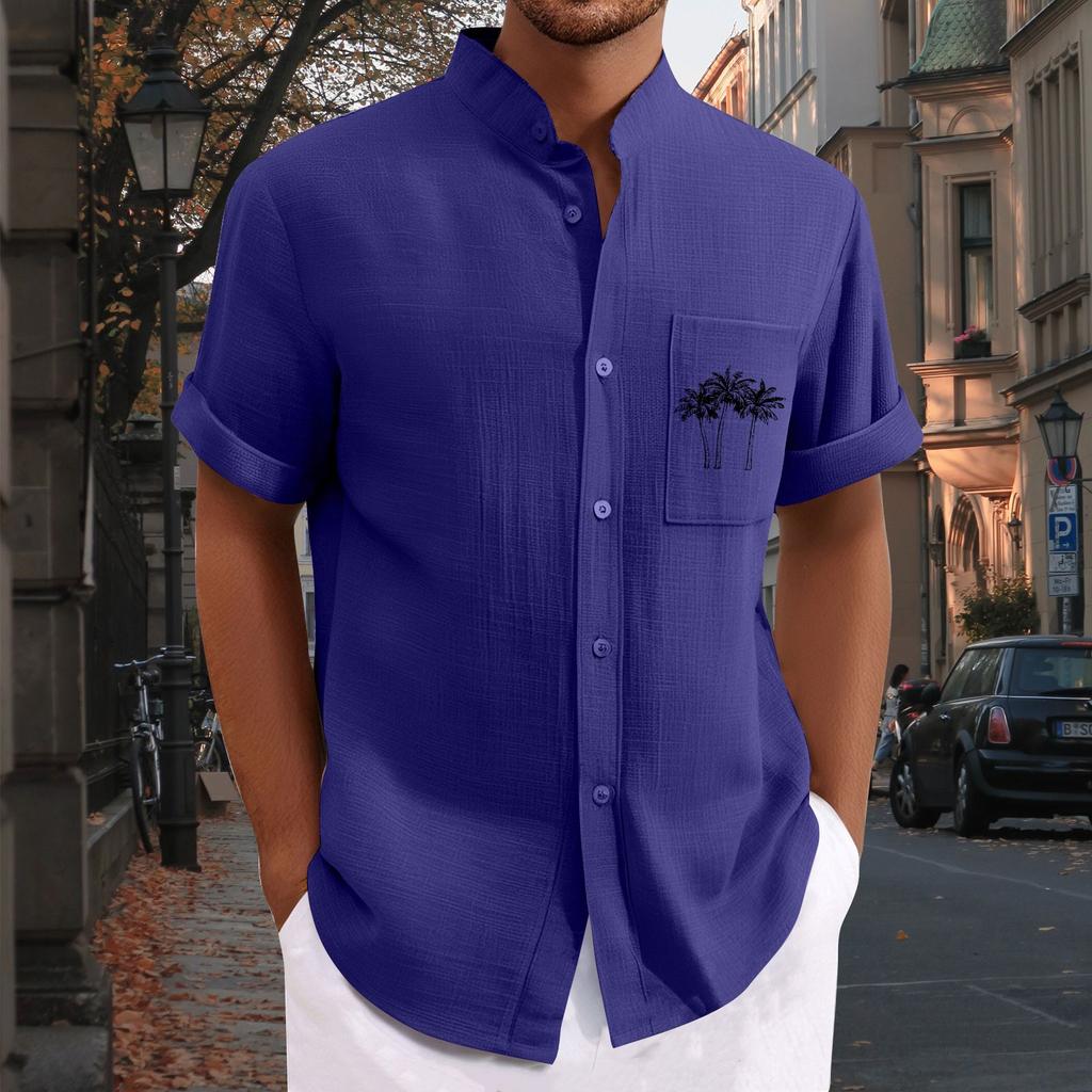 Men'S Casual Loose Short Sleeved Printed Shirt With Fashionable Top