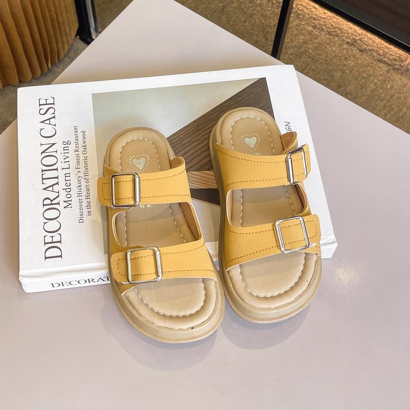 Детские тапочки Летние повседневные пляжные тапочки для девочек Модные открытые детские домашние тапочки для ванной Мюли Толстая подошва Универсальные