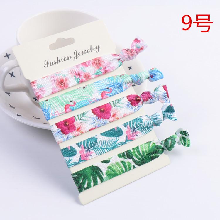 Korean Stylish Sweet Hair Bands Girls Knotted Elastic Soft Fabric Hair Tie Beach Tree Flower Fruit Heart Dotted Hair Ornament Gi