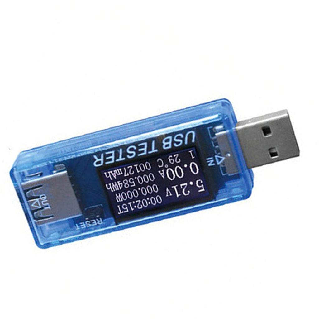 USB тестер ток напряжение емкость время мощность Вт температура дисплей USB вольтметр синий