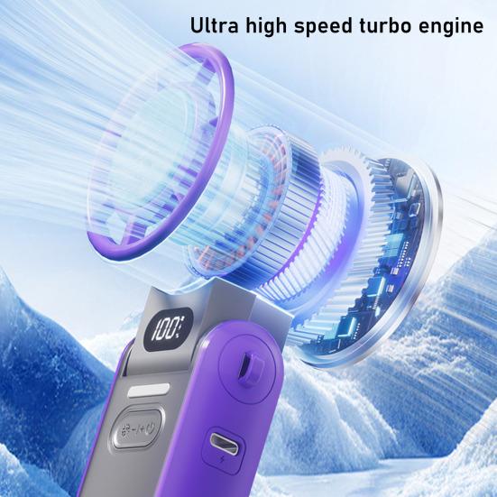 Ручной складной вентилятор со 100-скоростным регулируемым светодиодным дисплеем, USB-перезаряжаемый охлаждающий вентилятор, летний портативный дорожный мини-персональный вентилятор для улицы