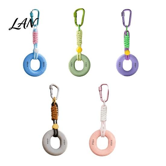 Office Hand Exerciser Silicone Grip Ring Keychain, Strengthener with Carabiner & Braided Cotton Rope Keychain Rope, Hanging Strength Training