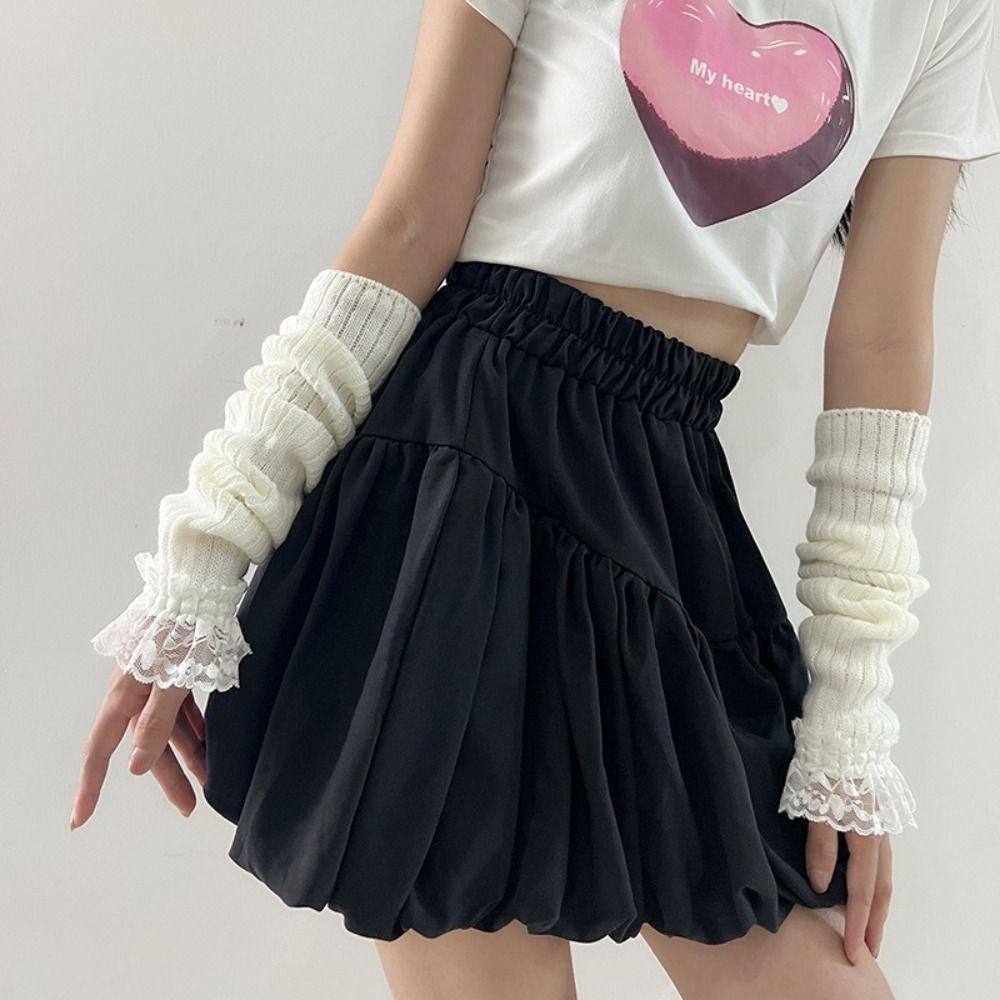 Длинные перчатки без пальцев до запястья, гетры, черно-белые вязаные перчатки, ложные рукава, накладки на пальцы, митенки до локтя