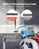 Drain Cleaner Machine 30m x 9.5mm, Auto Feed Sewer Snake Drain Auger on Wheels, Portable Drain Cleaning Machine with 8 Cutters & Air-Activated Foot