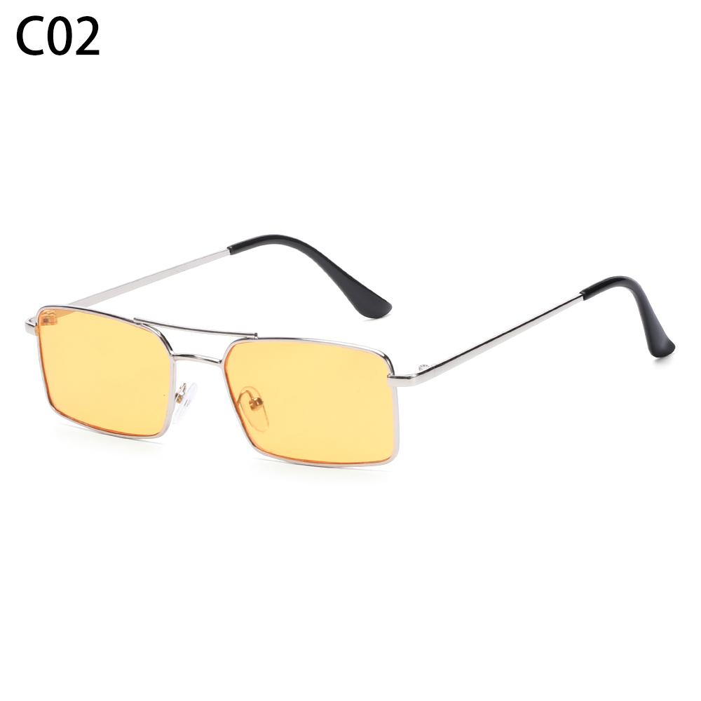 1шт. Металлические полуоправы солнцезащитные очки маленькие квадратные женские солнцезащитные очки винтажные оттенки модные узкие очки в стиле хип-хоп