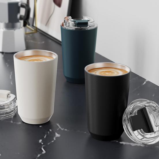 Stainless Steel Vacuum Insulation Cup with Silicone Lid Insulated Tumbler Travel Coffee Mug Leak Proof Reusable Double Walled Coffee Tumbler