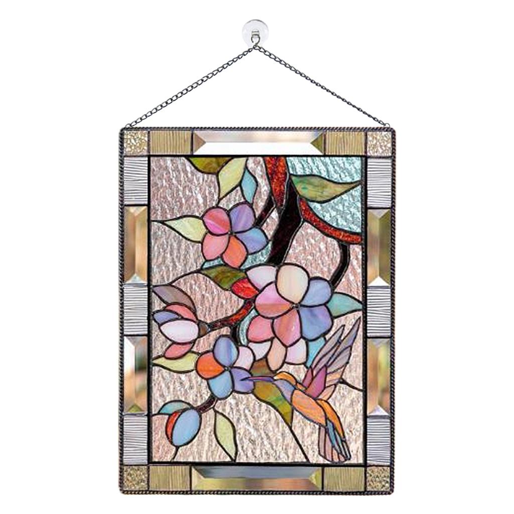 Stained Glass Window Stained Glass Window Hangings Panel Gorgeous Flowers with Chain Stainglass Window Decors Wall Art Flowers