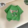 Summer Kids T Shirt Flower Cat Graphic Shirt Girls Floral Kitty Tops White Short Sleeve Wild Tee Cute Animal Cartoon Cat T-shirt