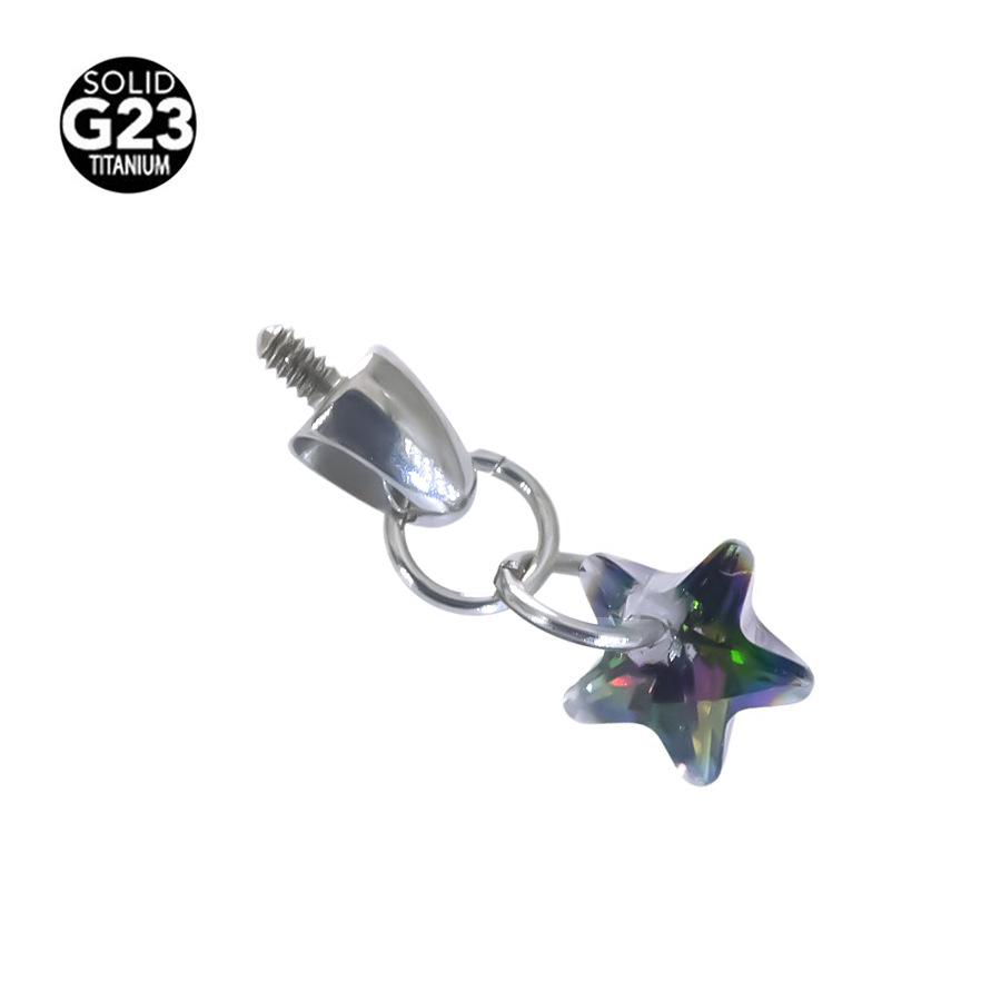 F136 Титановый лабрет с пулевидным наконечником в форме капли и подвеской из кристаллического циркона для пирсинга хряща уха
