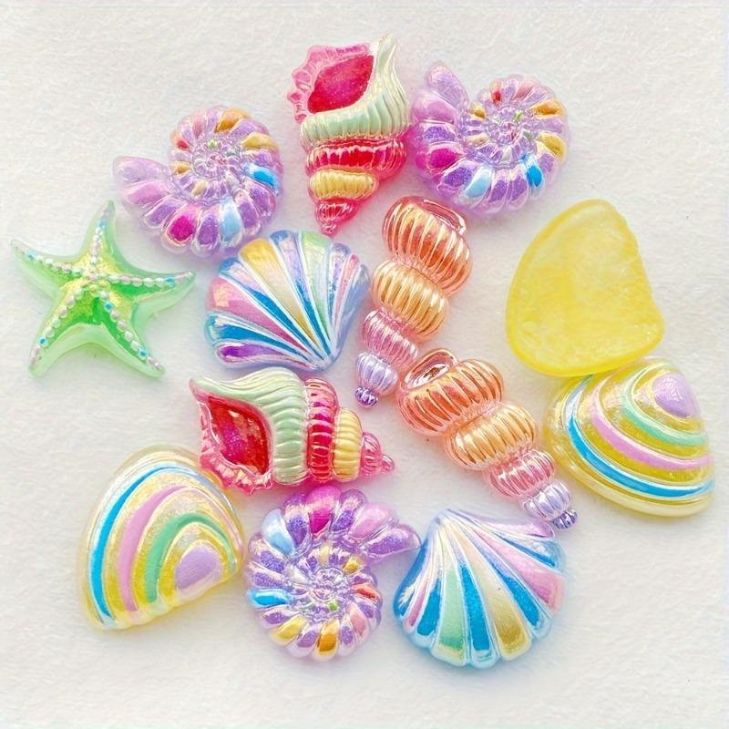 Ocean Theme ResinGlittering Starfish Shell Decorations for DIY Crafts Beach Nautical Scrapbooking Embellishments
