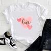 (Asian Size) Tee Top Fashion T Shirt Watercolor Love Heart Trend Cute Women Print Lady Female  Clothing Casual Short Sleeve Graphic T-shirt