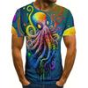 Мужская футболка с 3D-принтом тропического осьминога, модная принтованная футболка с коротким рукавом, дышащий полиэстер, круглый вырез, повседневный стиль
