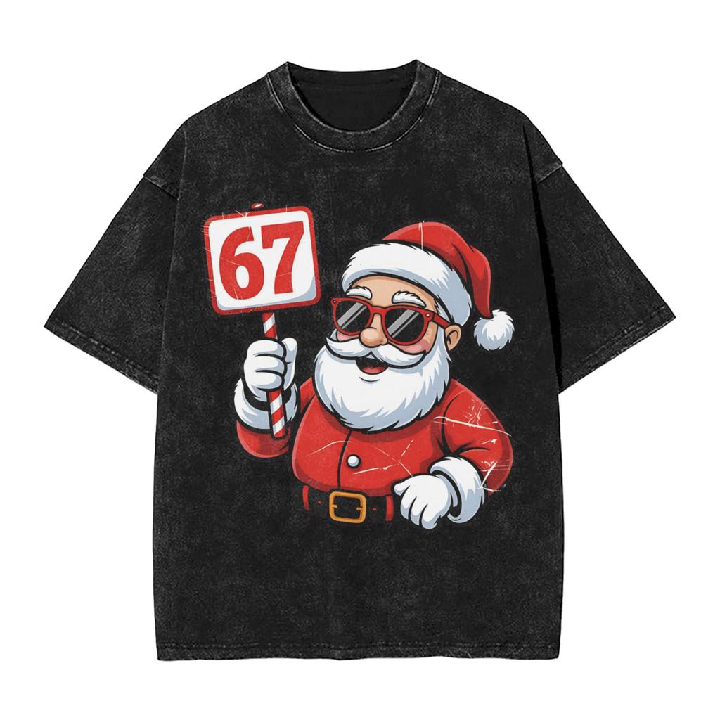 Men T-Shirt 67 Meme Funny Six Seven Christmas 6-7 Meme Santa 6 7 T-Shirts Harajuku Summer Tee Shirt Streetwear Print Casual Tops