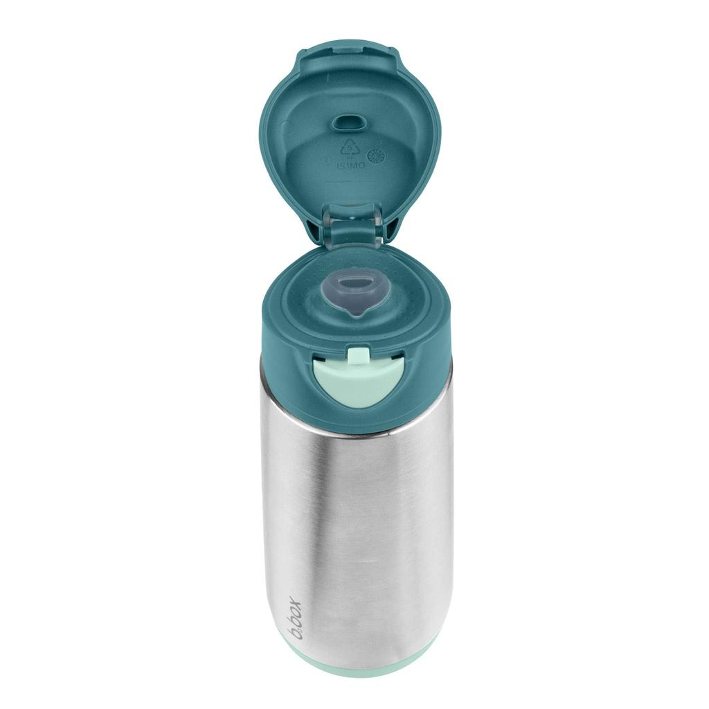 b.box Children's Water Bottle with Spout, Insulated Drink Bottle, 500ml, Keeps Drinks Cold or Hot, One-Push Operation, Dishwasher Safe [Authentic