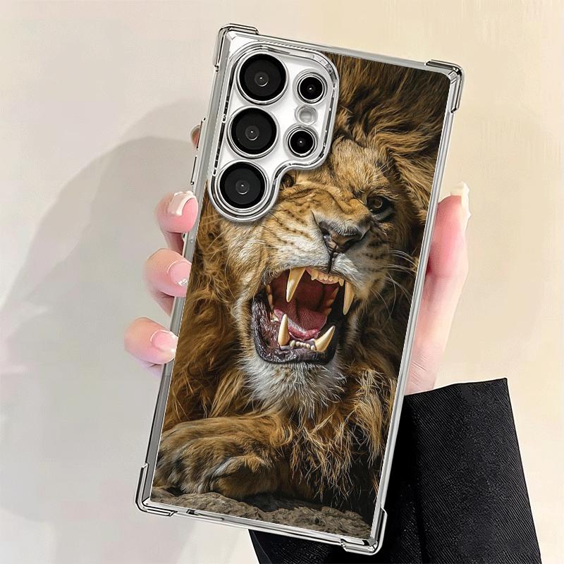 Чехол для телефона с покрытием 'Лев Мужчина Король' для Samsung Galaxy S24 S25 FE S26 Edge S23 Ultra S22 S21 Plus S20 Противоударный Чехол с Подушкой Безопасности