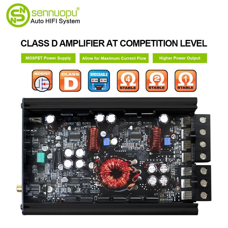 Sennuopu 2 Channel Car Amplifiers Bridge 1000W Monoblock Amplifier Class D Digital full range for Stage Audio System K400.2D