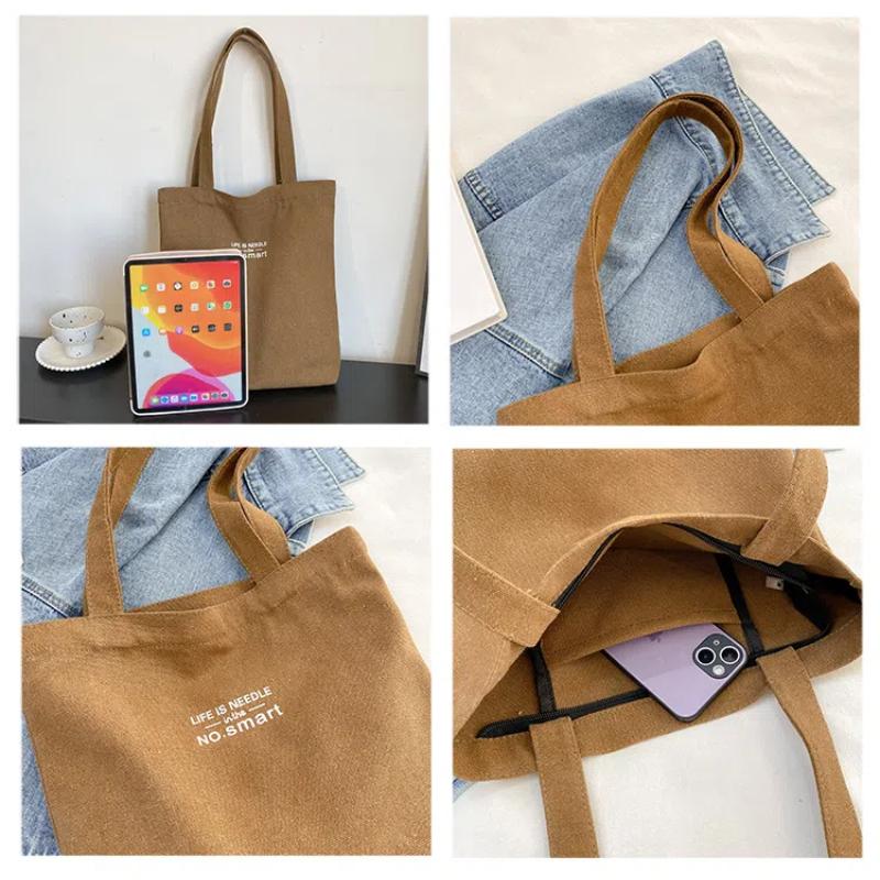 Женская холщовая сумка-тоут, повседневная на плечо, для работы, большая вместимость, с ручками, многофункциональная, большая хозяйственная сумка