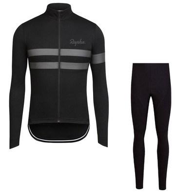 Autumn/Winter Long-Sleeve Cycling Suit Set for Men, Quick-Dry Breathable Mountain Bike Riding Suspender Pants